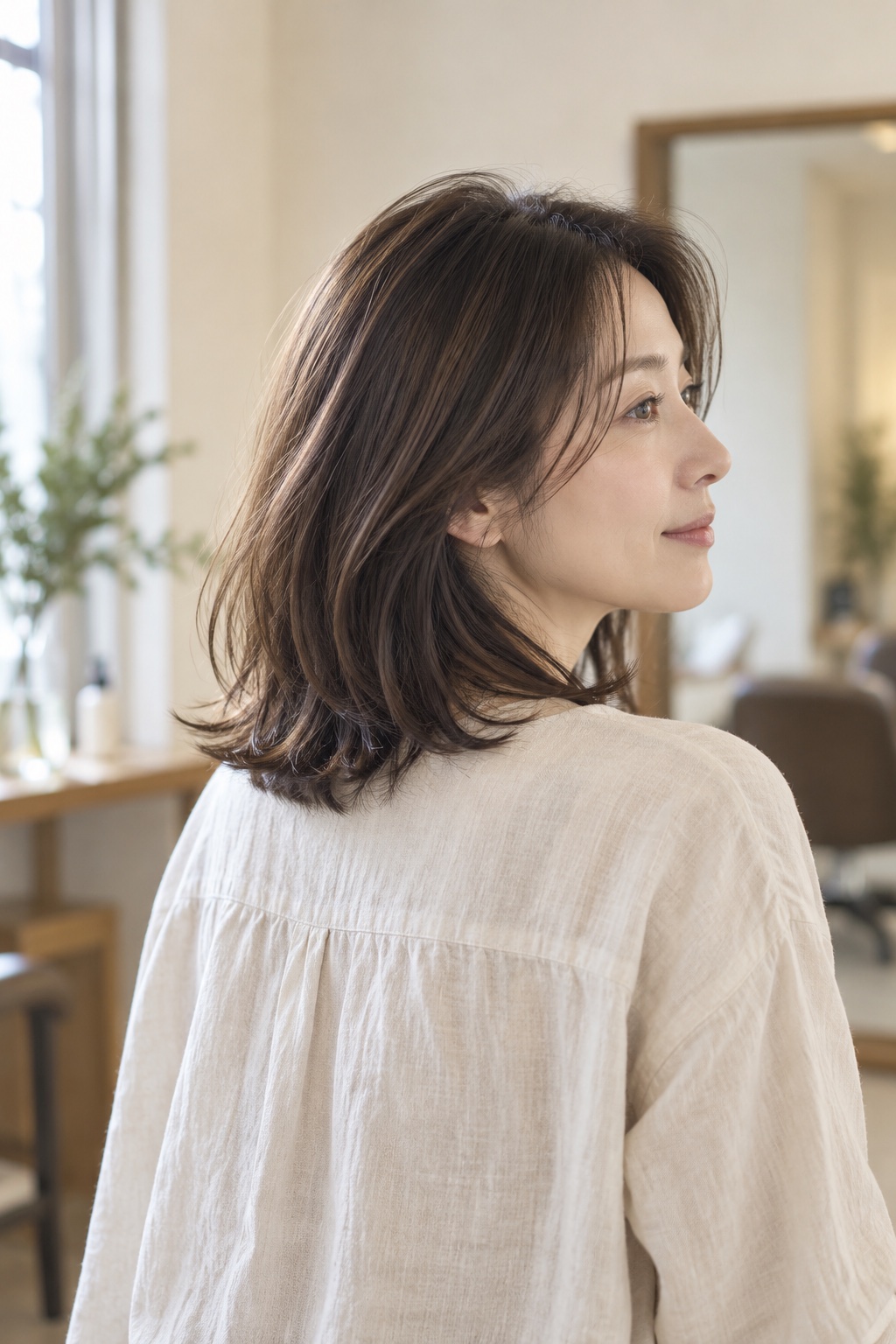 自然な動きのあるミディアムヘアのイメージ